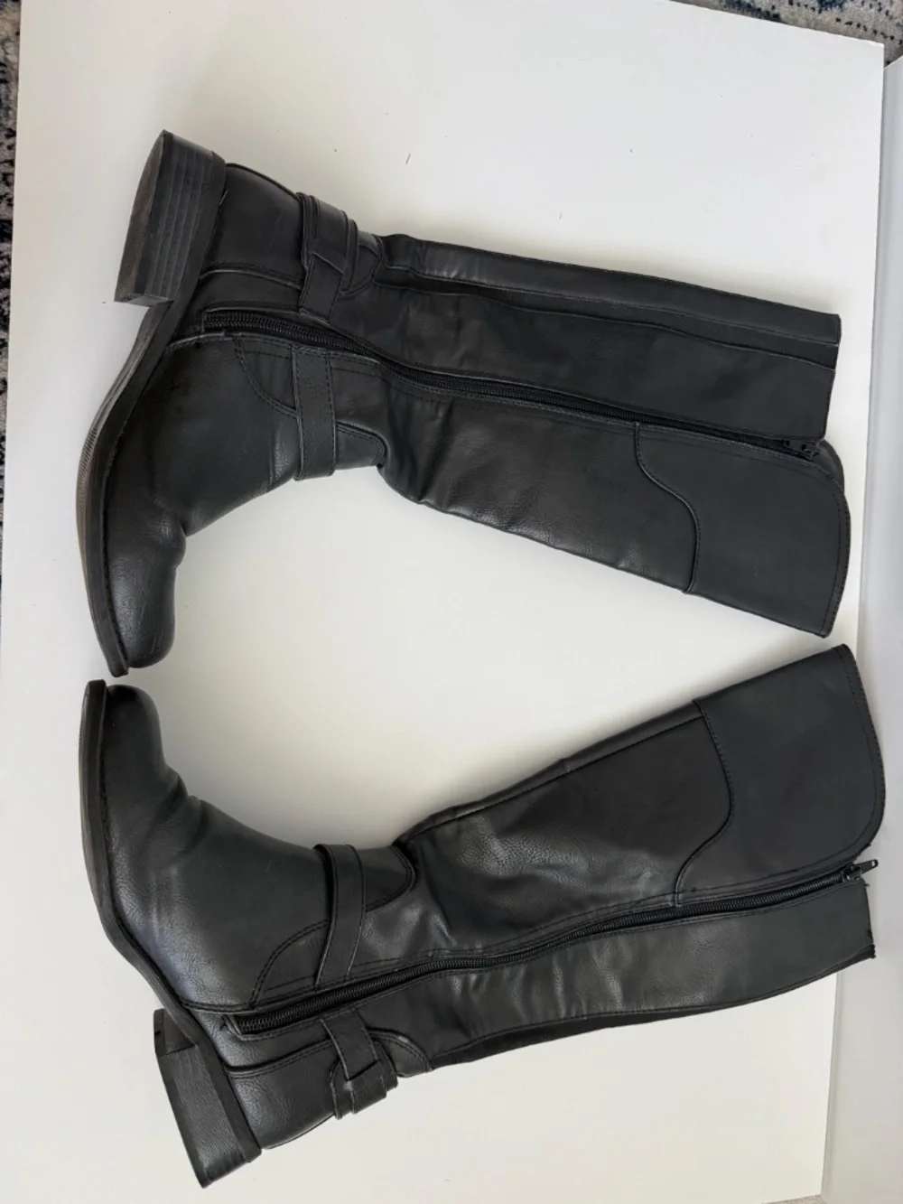 G by Guess Black Faux Leather Knee High Riding Boots